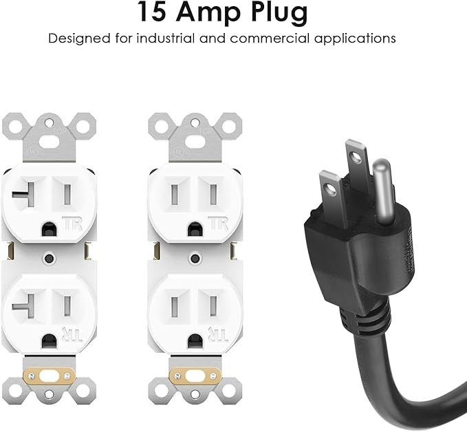 JUNNUJ 12 Gauge 360° Rotating Mountable Power Strip, Black, 10 FT, 1
