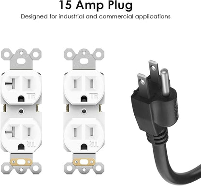 JUNNUJ 12 Gauge 360° Rotating Mountable Power Strip, Black, 10 FT, 1