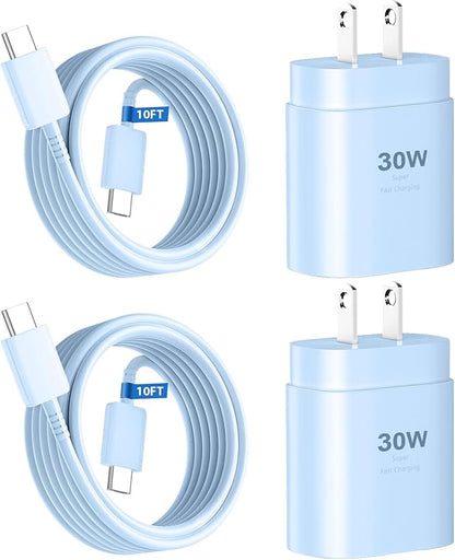 Phone 16 15 Pro Max Charger Fast Charging,30W USB C Phone 16 15 Fast Charger Block &10FT Long Type C Cable Cord for Phones 16 15/16 15 Pro Max/16 15 Pro/15 Plus/Pro 12.9/11 inch,Galaxy S24 Ultra,Blue