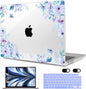MEEgoodo Case for MacBook Air M4/M3/M2 13.6 inch 2025 2024 2022, Fit Model A3240 A3113 A2681, Compatible with MacBook Air 13 inch, Laptop Hard Shell Case with Keyboard Cover, Soft Purple Floral