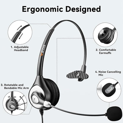 Wantek Headset with Microphone for PC Wired Headphones - USB C 3.5mm Headsets with Noise-Cancelling Microphone for Laptop