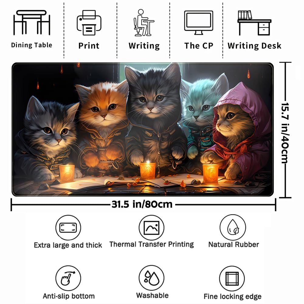Commander Roleplay Desk Pad Mat Role Gaming XXL Big Mouse Pad Gaming Tabletop Game Gamer Gift - Mousepad XXL Laptop Computer Keyboard Pad with Stitched Edges Anti-Slip Funny Deskpad 31.5x15.7 in