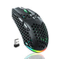 SOLAKAKA SM600 Honeycomb Shell Gaming Mouse Wireless,Tri-Modes BT/2.4G Wireless/Type-C Wired Gamer Mouse with 2 Side Buttons, Macro Programmable and RGB Light for PC/Mac/Laptop,Black