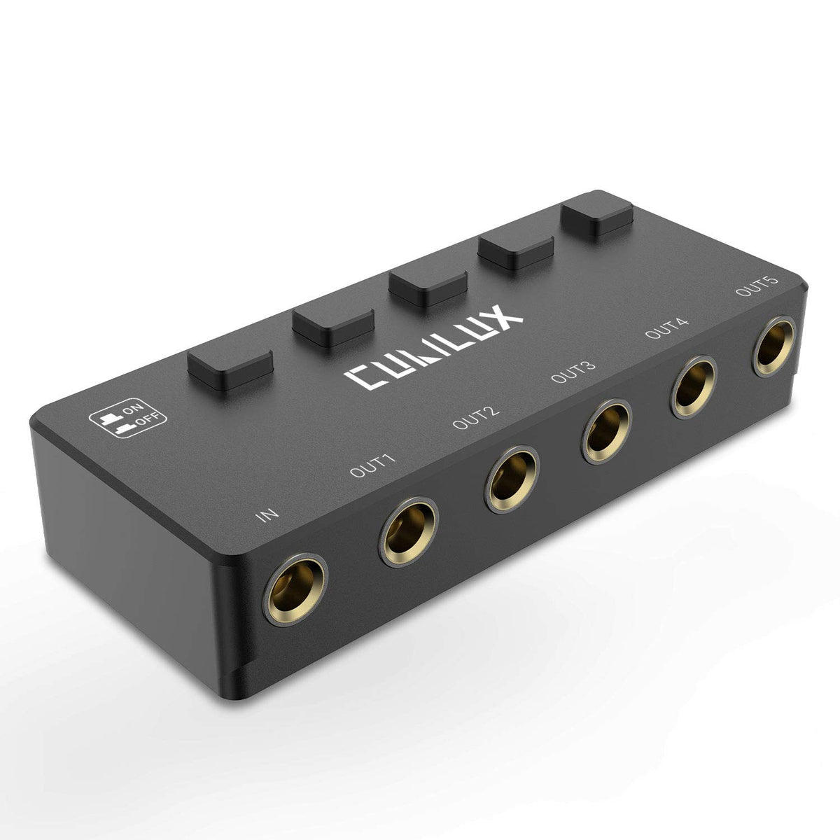 Cubilux 5-Way Quarter Inch Signal Splitter, Passive 1/4” Audio Splitter, 6.35mm Multiport Aux Splitter Box for Instruments, Bass Guitar, Keyboard, Headphones, Studio Monitor, Speaker, Amplifier