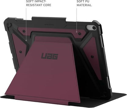 URBAN ARMOR GEAR UAG Designed for iPad Air 13" Case M4/M3 2024-2026 - Rugged Multi-Angle Viewing Folio Cover with Pencil Holder & Adjustable Stand, Metropolis SE Bordeaux
