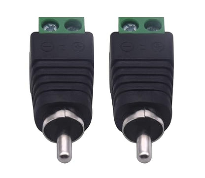 RCA Plugs for Speaker Wire，RCA to AV Screw Terminal Connector, Phono RCA Male Plug Solderless Converter Audio/Video Speaker Wire Connectors Solderless Adapter