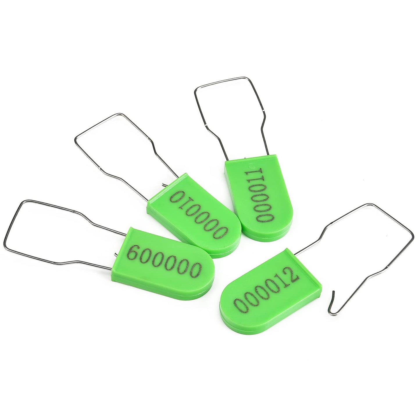 LeadSeals 50PCS Plastic Padlock Security Seals Metal Wire Padlocks Electric Meter Lockout Tags Self-Locking Numbered Anti Tamper Seal Lock Green