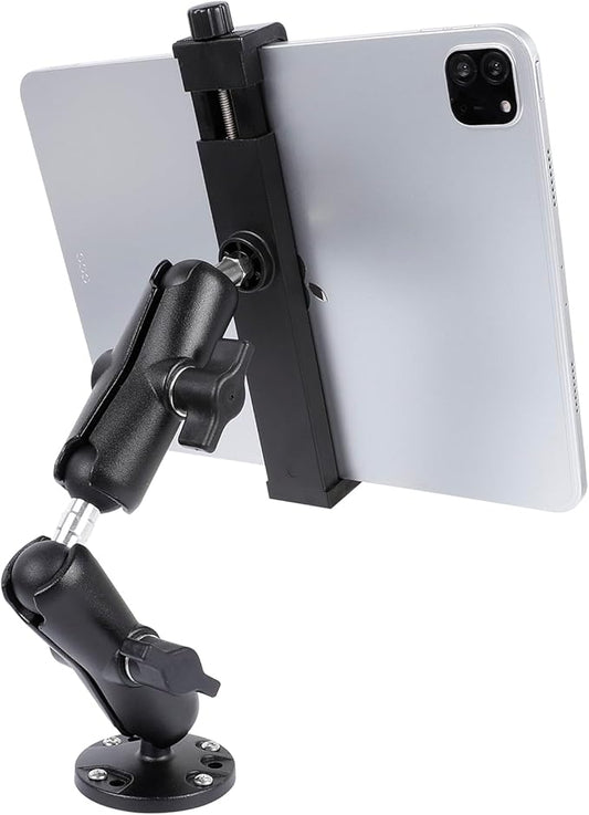 FPN Aluminum Heavy Duty Drill Base Car Tablet Mount for 6.5"-12.9" Tablets/iPad Pro/Mini/Surface, 360° Adjustable 2-Stage Tablet Holder for Truck, Business Vehicle, Desktop, Wall, etc.