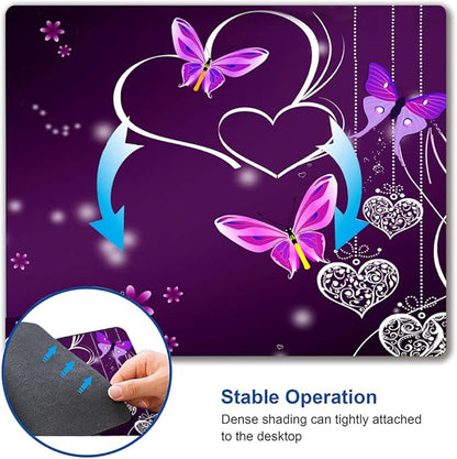 Mouse Pad, Premium-Textured Mouse Mat, Non-Slip Rubber Base Mousepad for Laptop, Computer & PC,9.5×7.9 in, Purple Heart Butterfly