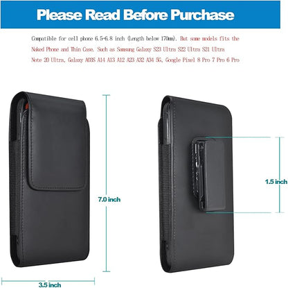 Galaxy S25 Ultra S24 S23 S22 S21 Note 20 Ultra Phone Holster Holder Phone Belt Clip Case PU Leather Pouch for Samsung Galaxy A03S A16 A15 A14 A13 A12 A23 A32 A35 A34 5G, Google Pixel 8 7 6 Pro