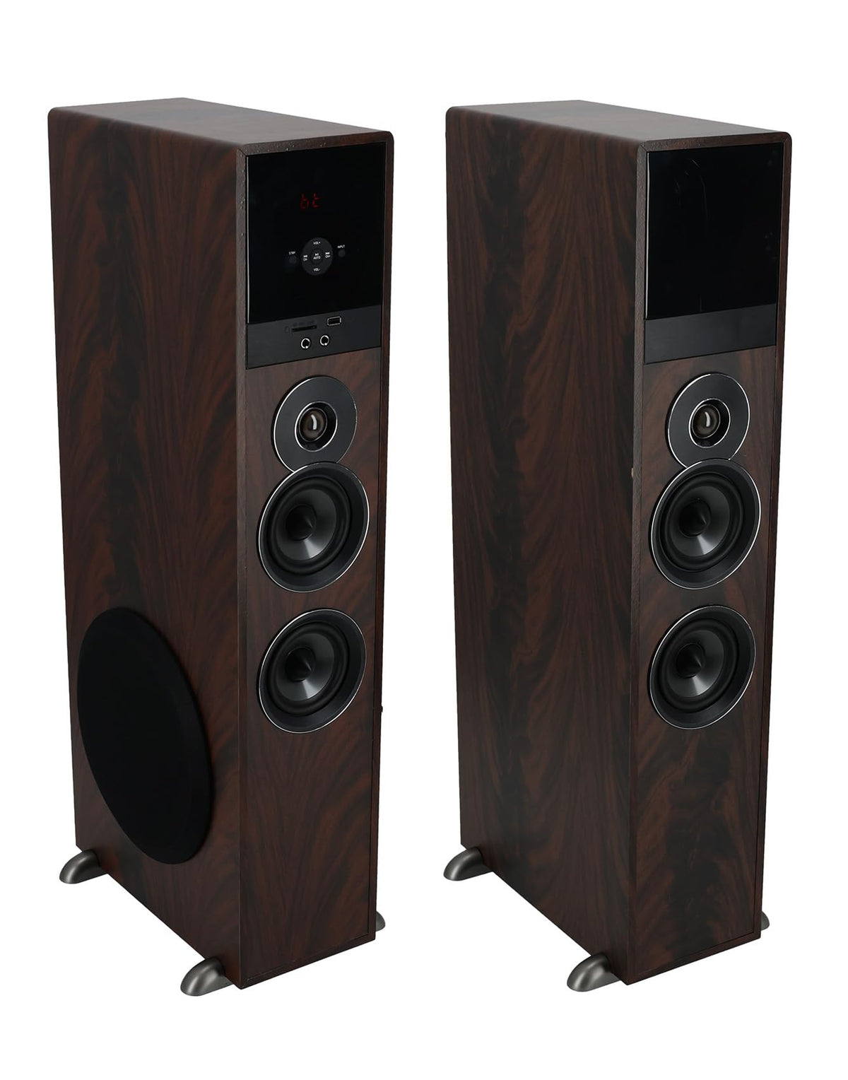 Rockville TM80C Cherry Powered Home Theater Tower Speakers, Dual 8" Subs