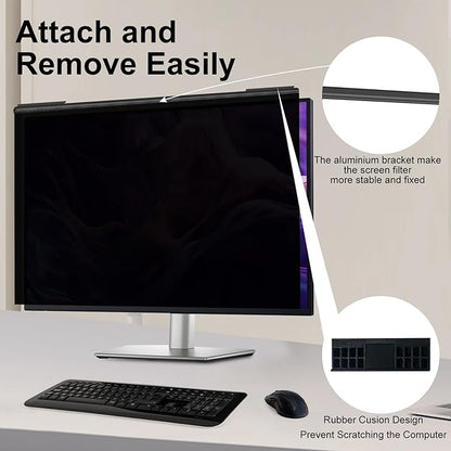 Magnetic Hanging Computer Privacy Screen Filter for 19.5 Inch, Removable Aluminum Alloy Privacy Shield for 16:9 Widescreen Monitor, Eye Protection Blue Light Filter