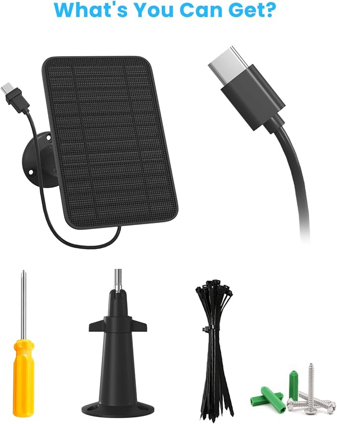 5W Solar Panel for Blink Camera Outdoor, Solar Panel Charger Compatible with Blink Outdoor 4 (4th Gen) Camera, Solar Panel w/Battery for Blink Camera, 9.8ft Cable Rubber Plug IP65 Waterproof, 2 Pack