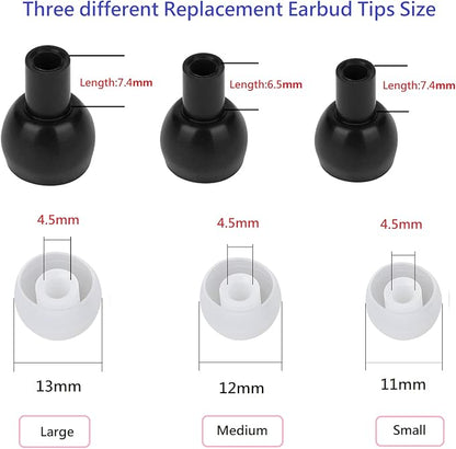 Earbud Replacement Tips Silicone Earbud Tips Earbuds Cushions for Fit Most in-Ear Earbuds(Inner Hole 3.8mm -5.5mm) Headphone Rubber Tips Eartips 18 Pairs S M L