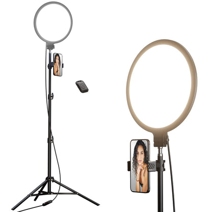 Weilisi 10.2" Ring Light with 69" Tripod Stand and Phone Holder Kit, Full-Screen Zoom Light for Video Recording, Makeup, Live Stream, Dimmable LED Selfie Ring Light Tripod for iPhone with Remote