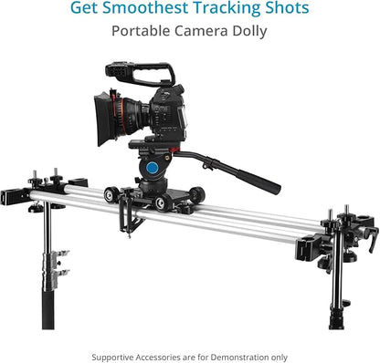 PROAIM Polaris Mini Portable Video Camera Dolly w Universal Track Ends | Mitchell & 75mm Bowl Mount | Compatible Track Rail Diameter – Ø 32‐34mm | Offers Payload of 34kg / 75lb (DL-PLRS-M01)