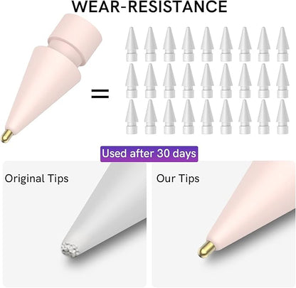 Delidigi 3 Pack Replacement Tips Compatible with Apple Pencil Pro/2nd Generation/1st Gen/USB C, Wear-Resistant iPencil Nibs Accessories Fine Point Precise Control Pen Like Tips