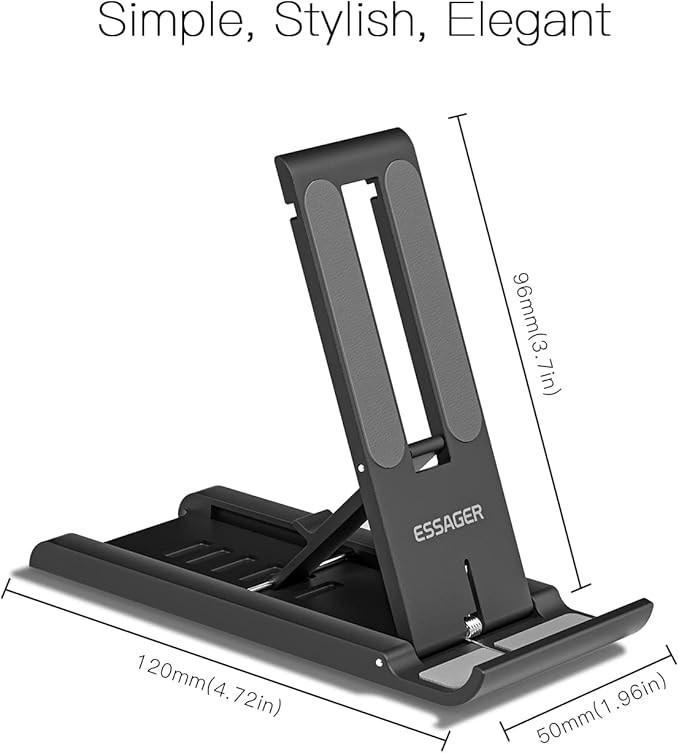 ESSAGER 2 Pack Cell Phone Stand, Adjustable Foldable Mini Mobile Phone Holder for Desk Compatible with iPhone/Kindles/Smartphones (White)