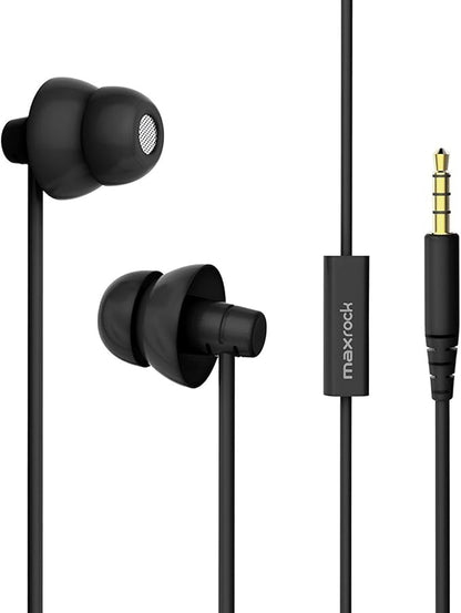 MAXROCK Unique Total Soft Silicon Sleeping Headphones Earplugs Earbuds with Mic for Cellphones, Tablets and 3.5 mm Jack Plug (White)
