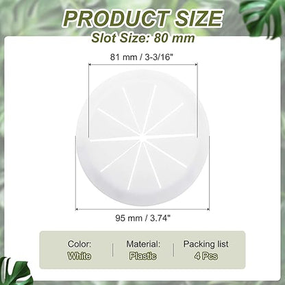 PATIKIL Desk Grommet 3-3/16", 4 Pcs Round Cable Grommet Cord Hole Cover with Adhesive Tape Flexible Table Wire Organizer for Office Home Table Countertop, White