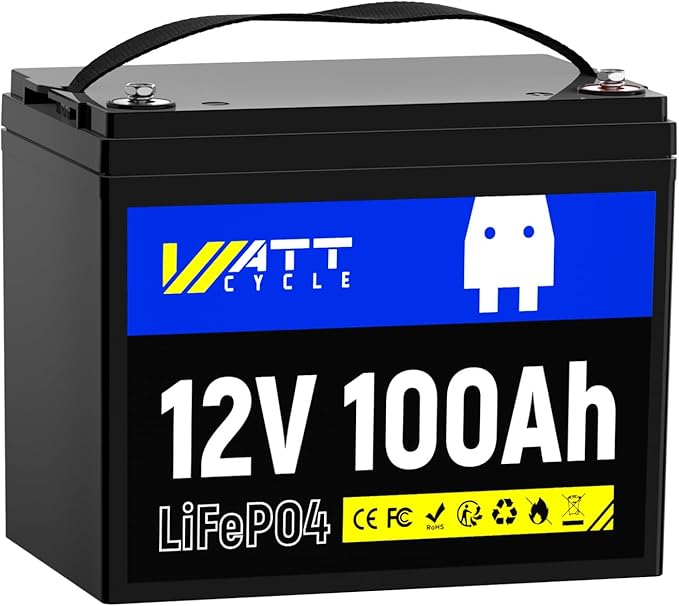 LiFePO4 Lithium Battery 12V 100Ah, Use EV Grade A+ Cell, Buit-in 100A BMS, Low Temperature Protection, Up to 15000 Cycles -Perfect for RV, Solar System, Trolling Motor, etc.
