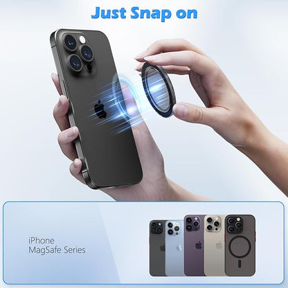 imluckies Magnetic Base Compatible with PopSocket Phone Grips and MagSafe iPhone Series Case, Removable Kindle/Phone Holder Base, Thin & Light Portable Plate, Matte Light-Black
