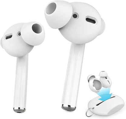 AhaStyle 3 Pairs AirPods Ear Tips Silicone Earbuds Cover [Not Fit in The Charging Case] Compatible with Apple AirPods (3 Pairs Small, White)