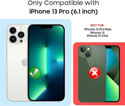 Magnetic for iPhone 13 Pro Case, Built-in Camera Lens Protector, Compatible with MagSafe, Logo View, Military Grade Protective Phone Cover, Sierra Blue