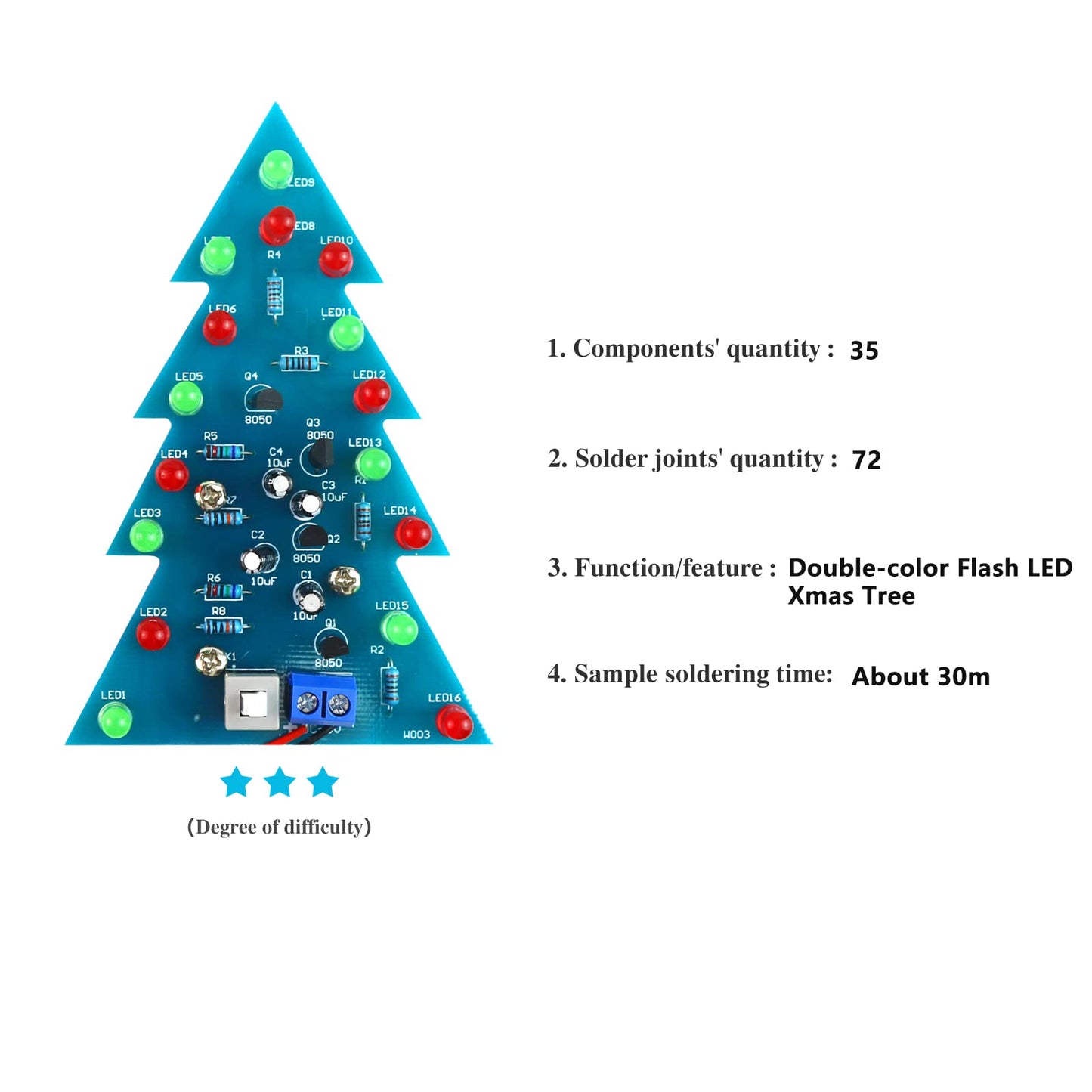 Yidab Soldering Practice Kit DIY Mini 2-Color Xmas Tree Plug-in Circuit Kit Learn Soldering Kit for Beginners