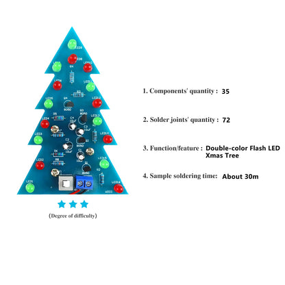Yidab Soldering Practice Kit DIY Mini 2-Color Xmas Tree Plug-in Circuit Kit Learn Soldering Kit for Beginners