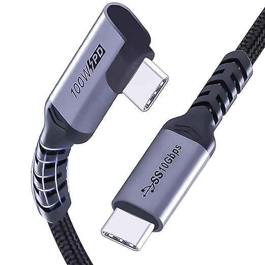 SUMPK USB C to USB C Cable 3.1 Gen 2 Right Angle, 3.3ft 2 Packs