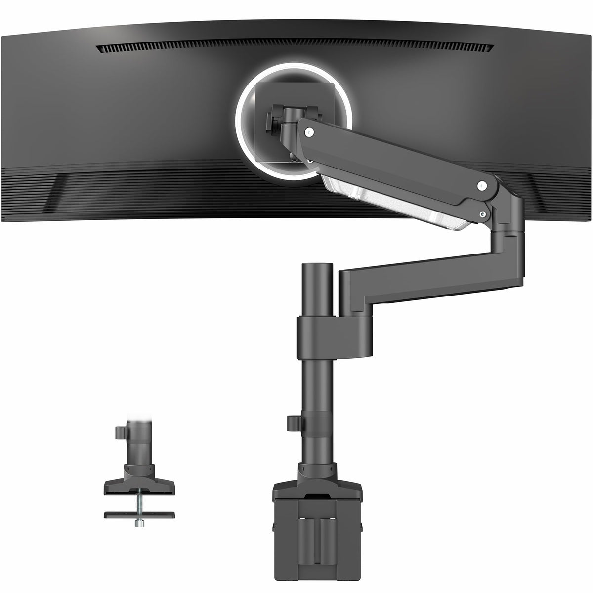 VIVO Premium Aluminum Tall Extended Monitor Arm for Ultrawide Monitors up to 49 inches and 33 lbs, USB Single Desk Mount Stand, Pneumatic Height Adjust, Max VESA 100x100, Black, STAND-V101GTU