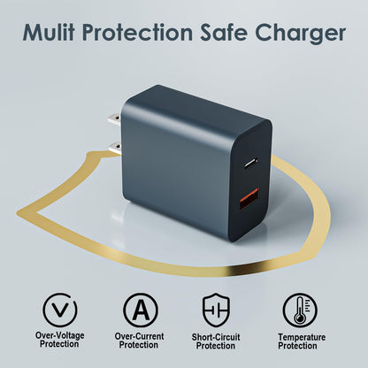 Travel Essentials for Apple Watch Charger,3 in 2 USB C Cable PD20W Block