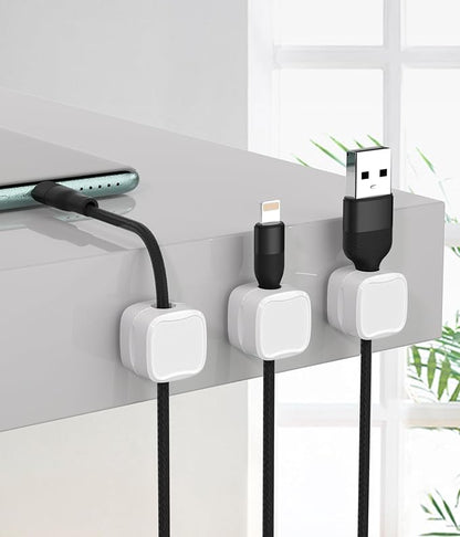 Magnetic Cable Clips, Adjustable Cord Holder Management, Adhesive Wire Keeper Organizer for Home Office Desk Phone PC Car Wall Desktop Nightstand Appliance (9-Pack White)