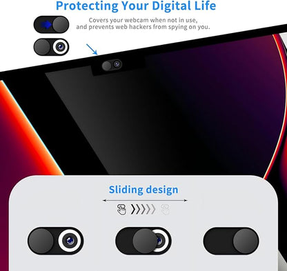 Metal Webcam Cover Slide [2 Pack Black], 0.022in Camera Cover for Laptop Computer, MacBook Pro/Air iMac iPad Tablet iPhone 16/15/14/13/12 Plus, Web Camera Blocker Protect Your Privacy