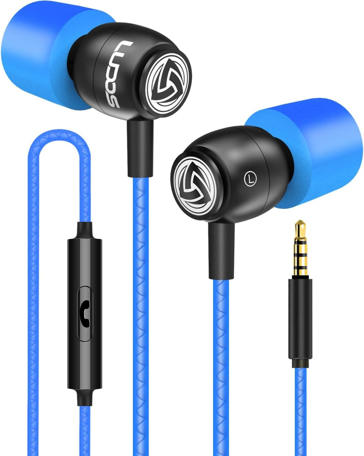LUDOS Clamor Wired Earbuds in-Ear Headphones, 5 Years Warranty, Earphones with Microphone, Noise Isolating Ear Buds, Memory Foam for iPhone, Samsung, School Students, Kids, Women, Small Ears - Purple