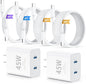 iPhone 16 15 Pro Max Charger Fast Charging,45W Dual Port USB C Fast Charger Block [2-Pack] & Extra Long 60W 3/6/10/10FT USB C Cable - PD Quick Adapter 3.0 for iPhone 16 15/16 15Pro/16 15 Plus.