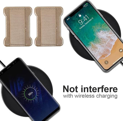 Universal Phone Grip for Smartphones - Phone Holder for Hand for Back of Phone -Wireless Charging Compatible (Gold) - 2Pack