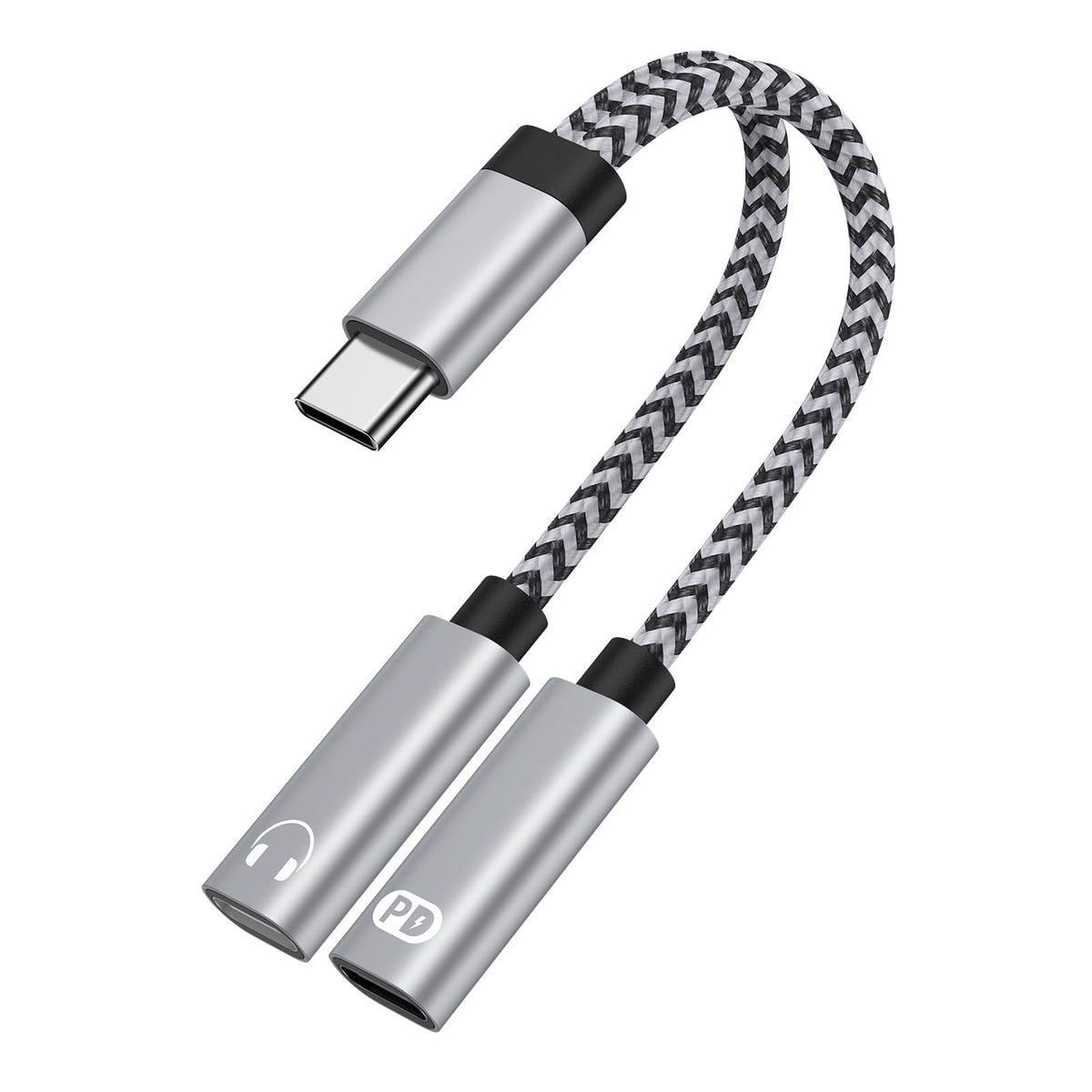 USB-C Headphone and Charger Adapter,2in1 USB C Splitter Dongle Cable with 60W Fast Charging Audio Adapter for iPhone 17 Pro Max 16e 16 Pro 15 Plus Samsung Galaxy A17 A16 A15 A36 A56 A55 S25 FE S24 S22