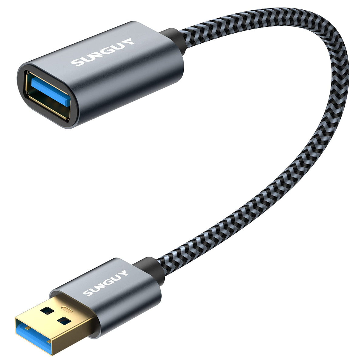 SUNGUY 5Gbps USB 3.0 Extension Cable, 3FT USB Extender, USB A Male to Female Cord, Braided High Data Transfer Compatible with Xbox, Hard Drive, Webcam, USB Keyboard, Mouse, Flash Drive, Oculus VR