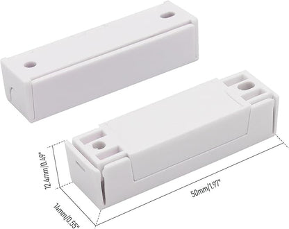 5Pcs Magnetic Reed Switch Wired Surface Mount Normally Closed NC Contact Sensor Alarm Magnetic Door Switch with 2 Wires, ABS White, MC-44b