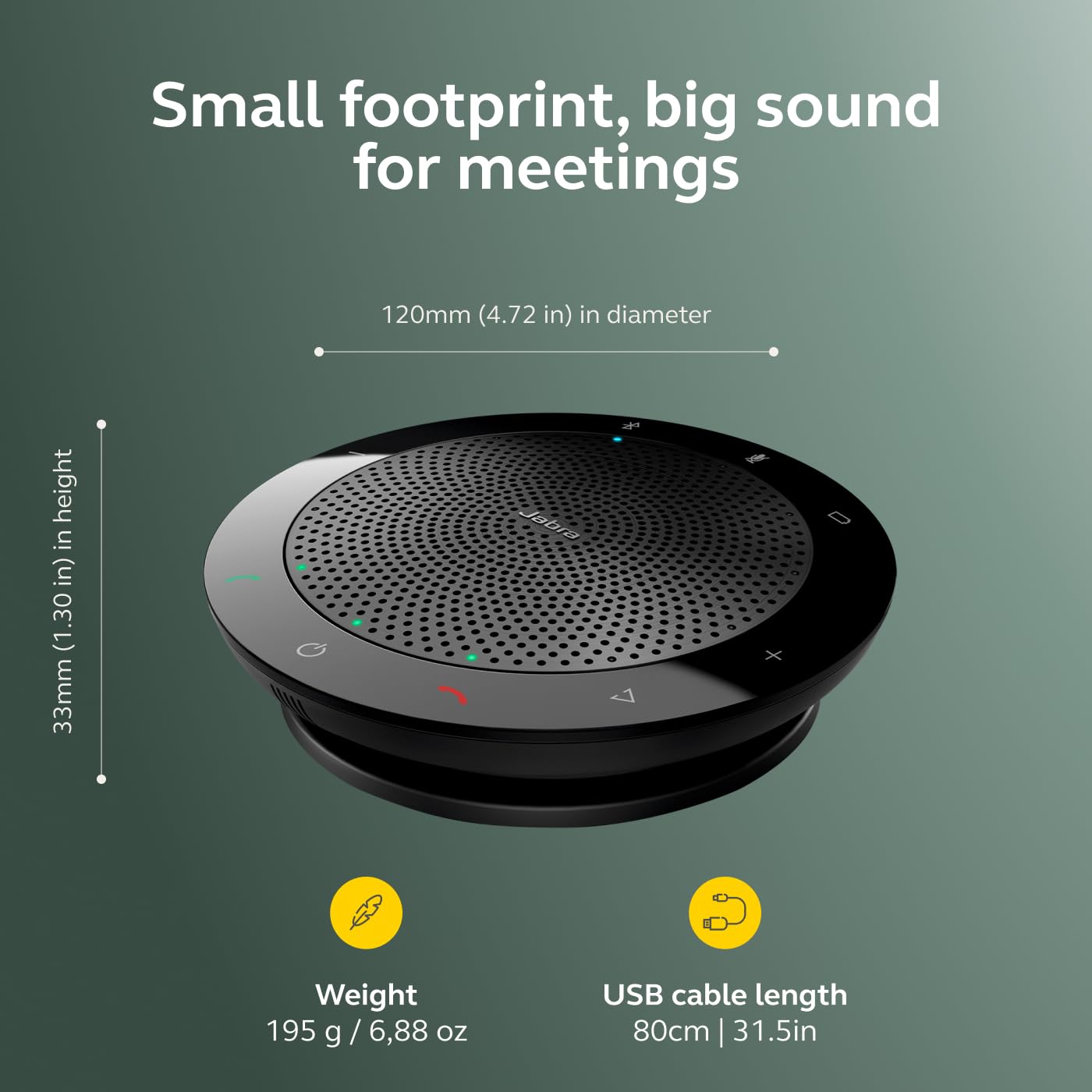 Jabra Speak 510 (2025 Edition) Portable, USB or Wireless Bluetooth Speaker Meetings and Calls with Crystal-Clear Sound, Works with Microsoft Teams, Black