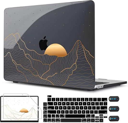 CISSOOK Compatible with MacBook Pro 13 Inch M2 M1 Case 2025-2016 Release A2338 A2251 A2289 A2159 A1989 A1706 Model, Plastic Hard Shell Case for MacBook Pro 13" with Touch Bar, Sun & Mountain