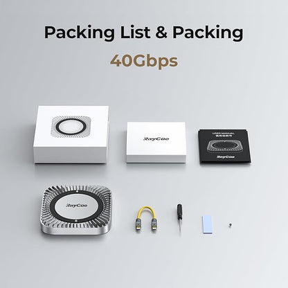 40Gbps Aluminum Hub & Stand for New M4/M4 Pro Mac Mini (2024) with 40Gbps NVMe/M.2 SSD Enclosure, 2X USB-A, USB-C Host, 3.5mm Audio – Compatible with All New Mac Mini M4/M4 Pro