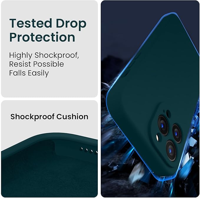 FireNova Designed for iPhone 13 Pro Case, Silicone Upgraded [Camera Protection] Phone Case with [2 Screen Protectors], Soft Anti-Scratch Microfiber Lining Inside, 6.1 inch, Teal