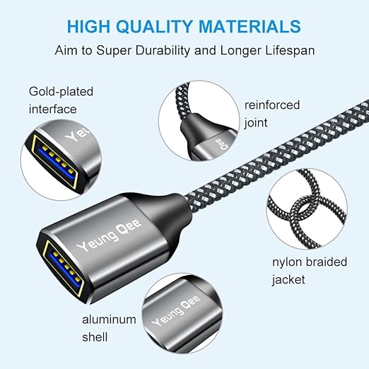 USB 3.0 Extension Cable 6 ft,5Gbps High Speed USB 3.0 Type A Male to Female Extension Cord,USB Extension Lead Compatible with USB Flash Drive, Hard Drive, Card Reader,Scanner,Keyboard (6FT)