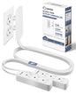 Saker Dual 10ft Flat Extension Cord Outlet Cover, 3 Outlets, White