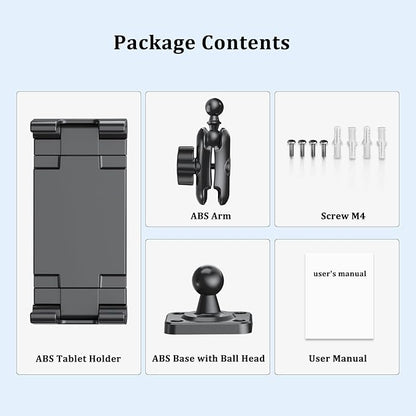 PLDHPRO Tablet Wall Mount Holder with Drill Base, Adjustable iPad Wall Mounted Stand Compatible with 5.1'' - 15.6'' Phones Tablets for Truck Dashboard Desk Kitchen Cabinet
