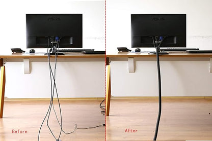 Alex Tech 10ft - 3/8 inch Cord Protector Wire Loom Tubing Cable Sleeve Split Sleeving For USB Cable Power Cord Audio Video Cable – Protect Cat From Chewing Cords - Black