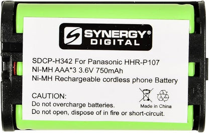Synergy Digital Cordless Phone Battery, Compatible for Panasonic HHR-P107 Cordless Phone Combo-Pack Includes: 2 x SDCP-H342 Batteries